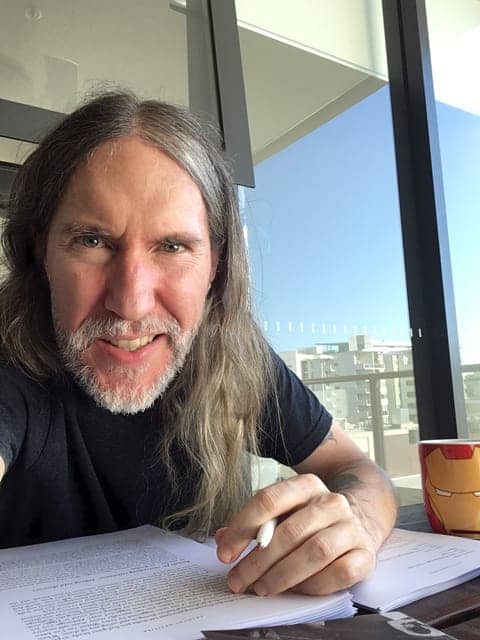 Anthony Metivier taking notes while revising The Victorious Mind