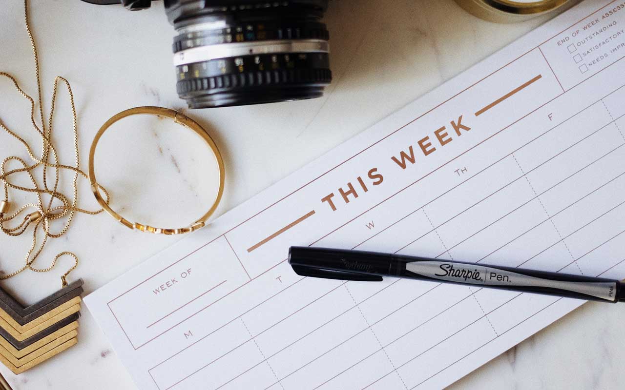 A weekly planner. Use the following exercise to help exercise your brain.