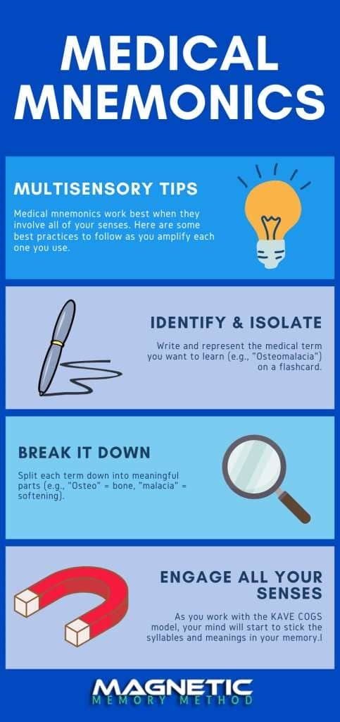 Medical mnemonics best practices infographic