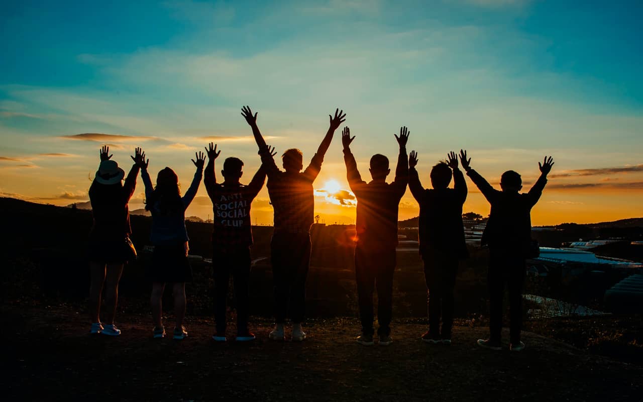 people are enjoying beautiful view together